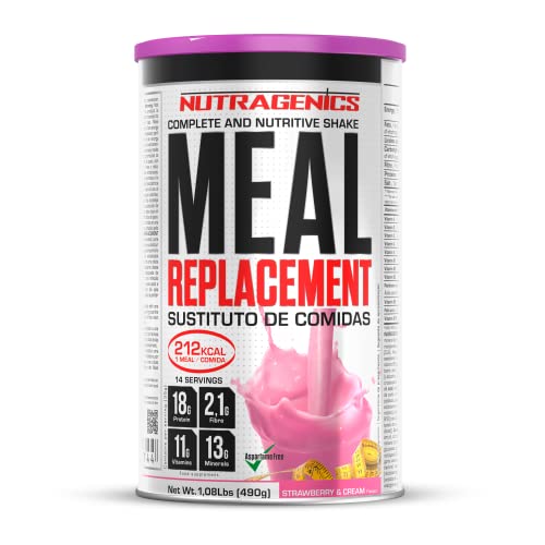 Nutragenics Meal Replacement - Batidos Sustitutivos de Comida - Batidos Saciantes - Ayuda para el control de peso - sustitutivo de comida - 490 g (Fresa)