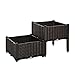 Produktbild Outsunny Hochbeet, 2-teiliger Pflanzkasten mit Abflusslöchern, Blumenkasten im Rattan-Look, PP, Braun, 40 x 40 x 44 cm
