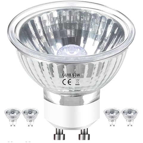 Jaenmsa Candle Warmer Lamp Bulb 50W, GU10 Halogen Bulbs 120V for Candle Warmer, 4 Pcs GU10+c 110v 50 Watt Halogen Light Bulbs 2 Pin for Wax Warmer, Hood Light Bulbs, Warm White 2800K, Dimmable Cover