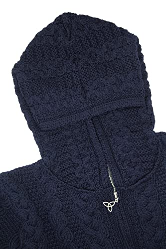 Aran Crafts Women's Irish Cable Knitted Wool Hooded Zip Coat (100% Merino Wool)3