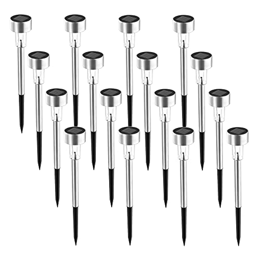 SOLPEX 16 Pack Solar Outdoor Lights Pathway, Stainless Steel Solar Lights Outdoor Waterproof,LED...