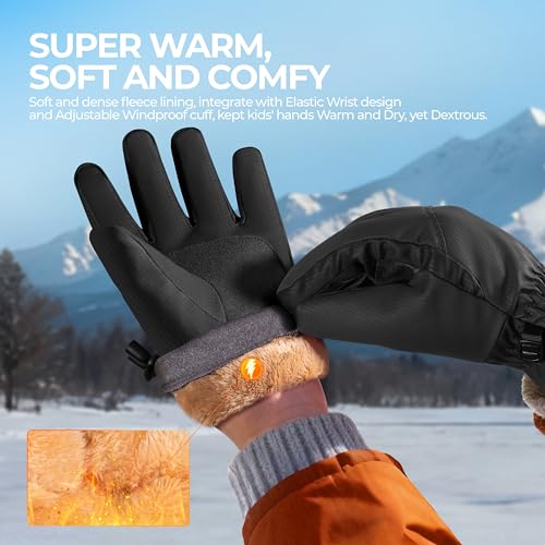 rivmount Kids Winter Gloves Ski Touchscreen Waterproof Warm for Boy Girl - image 4