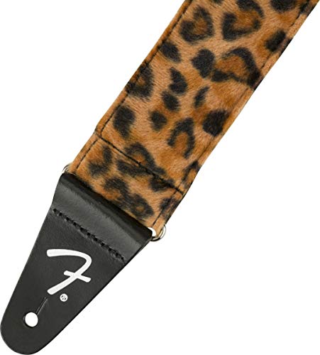 Fender Wild Animal Print Guitar Strap, Guitar Accessories, Adjustable Length from 34" to 59", Leather Ends, 2in, Leopard - image 2