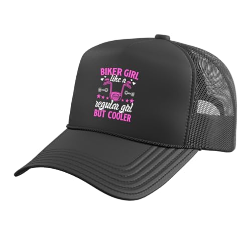 Biker Girl Definition Female Biker Woman Biker Women Trucker Hat with Adjustable Mesh Back, Black