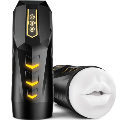 Image of Male Masturbator Pocket Pussy Oral Sex Toys for Men - Adult Men Sex Blowjob Toy with 9 Vibrating & 10 Thrusting, Flesh Soft 3D Textured Wrapped, Masturbators Light Sex Machine with Full Burst Mode