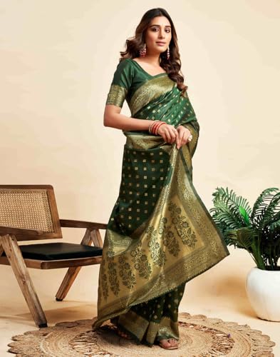 Image of C J Enterprise Women's Banarasi Saree Pure Kanjivaram Style Silk Saree With Blouse Piece for Wedding (Pari-160)