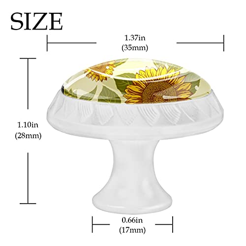 Boutons décoratifs ronds tournesol vintage pour armoire placard et commode x12 - 5