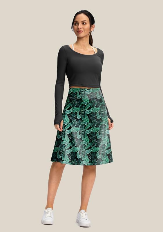 Viodia 25" Knee Length Skorts Skirts for Women with Zipper Pockets Stretchy Modest Aline Midi Skort for Casual Summer Travel - Image 3