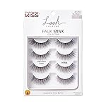 KISS Lash Couture Faux Mink False Eyelashes Multipack, Knot-Free Lash Band, Reusable, Contact Lens Friendly, Easy To Apply, Ultrafine, Tapered, Synthetic Fake Lashes, Style Little Black Dress, 4 Pairs