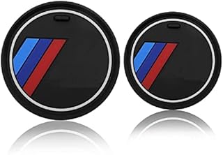 2 PCS Car Interior Anti Slip Cup Holder Mats Coaster Compatible for BMW 1 2 3 4 5 6 7 8 X Series Cars F10 F20 F30 Car Logo (2.6" / 66mm (1,2,3,4 Series)