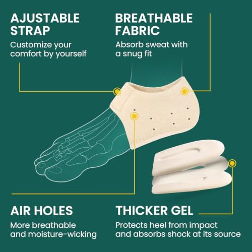 Image of Vn care Orthotics Heel Protector for Pain Relief | Gel Pad with Velcro Strap | Anti-Slip Cushion for Men & Women | Plantar Fasciitis, Spurs & Shoe Bite Support | Beige