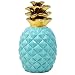 Gift Boutique 9" Ceramic Aqua Pineapple Showpiece Beautifully Sculpted with Realistic Detail, Aqua Gloss with Gold Metallic Crown