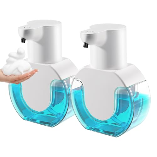 2 Pack Automatic Foaming Soap Dispenser 14.2oz/420ML Touchless Automatic Foaming Soap Dispenser,Rechargeabled Wall Mounted Smart Soap Dispenser for Bathroom Kitchen