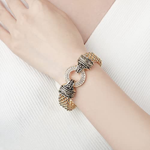 UNY Popcorn Chain Center Circle Pave Stone Unique Bracelet Magnetic Claps Designer Inspired Jewelry4