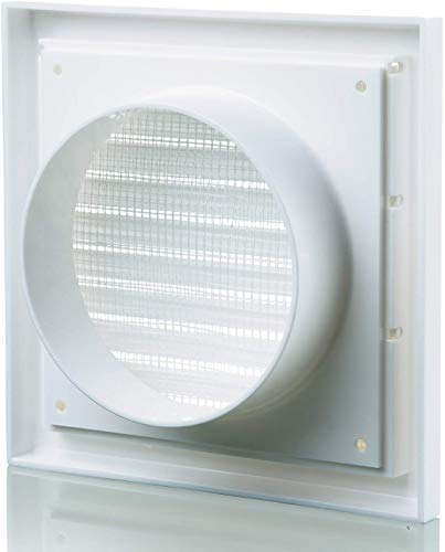 Louvred Wall Vent Grille 100mm - 4 Inch White with Flyscreen For Internal Or External Use