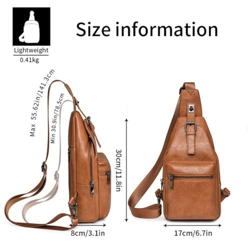 Small Sling Bag for Women Lock-fastened Chest Bag for Travel Multi-compartmental Crossbody Bag Handbag and Purse (Dark brown)3