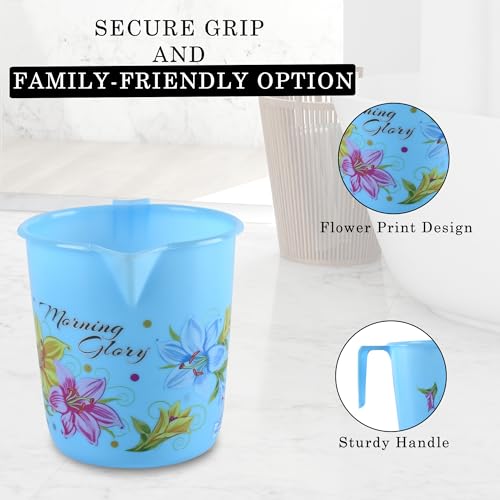 Image of Heart Home (Set of 2) Bathroom Bucket & Mug Set | Bathroom Combo Set for Bathroom, Hotels, Laundry | Bucket-18 L & Mug-500 ml Bathing Set | Modern Bathroom Accessories Set | Blue