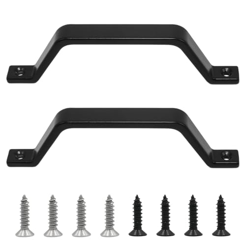 Mormchlots 2Pcs 6.1Inch Black Barn Door Handles Heavy Duty Door Pull Handle Outdoor Sliding Gate Handle Outdoor Fence for Garage Closet Drawer Gate with Black Screws and Silver Screws