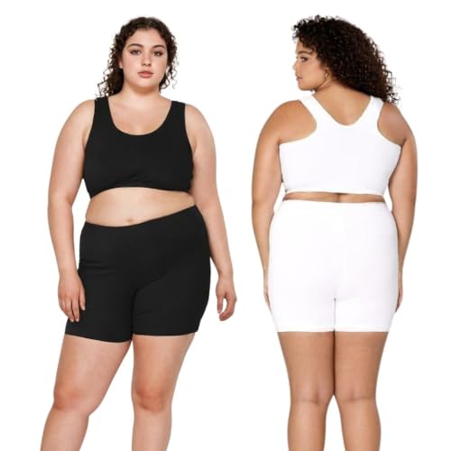 Image of Adira | Under Dress Shots for Women | Plus Size Women Tights Shorts | Soft & Comfy, Knitted Stretchy Fabric | Shorts for Dress | Women Inner Shorts | Plus Size | Pack of 2