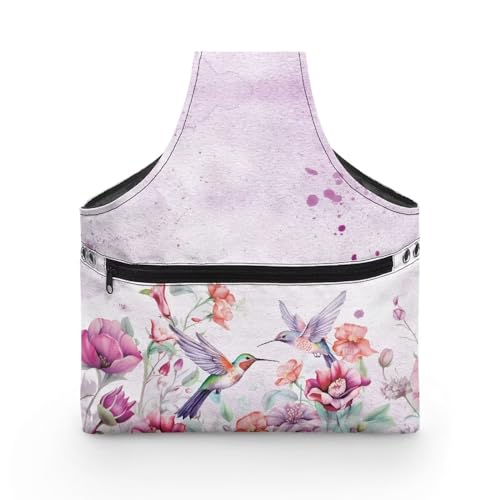 Image of Hummingbird Yarn Bags for Crochrting Organzing Knitting Bag Yarn Storage Shelves Floral Crochet Tote Bag,Large