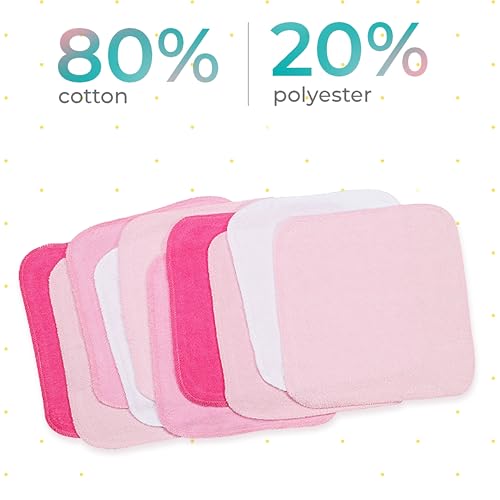 Image of Spasilk Baby Washcloth Wipes Set for Newborn Boys and Girls, Soft Terry, Pack of 10, Pink