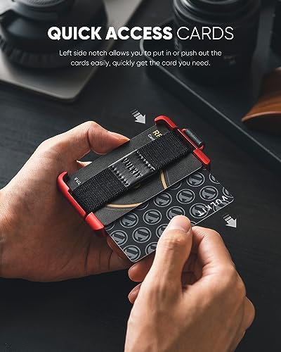 VULKIT Minimalist Slim Wallet For Men Front Pocket Alumimum Credit Card Holder Wallet With RFID/NFC Blocking Cards Red3