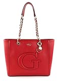 Modern, frisch und hochwertig. Das ist der neue Shopper von GUESS. Das Große G als Initial auf der Front zieht die Blicke der Leute um Sie herum auf sich. Mit dieser Tasche müssen Sie damit rechnen im Mittelpunkt zu stehen. Maße: 41 x 28 x 9 cm