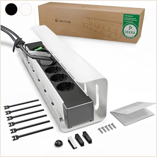 UNITURE Kabelk Schreibtisch [DEKRA zertifiziert] - 1 Satz Kabelmanagement Schreibtisch - Kabelhalter Schreibtisch 40 cm - Kabelmanagement unter dem Schreibtisch - Weiß