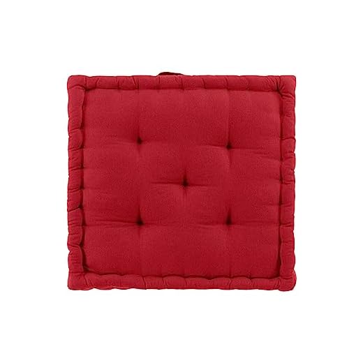 Douceur d'Intérieur Twily Cuscino da Pavimento, 50 x 50 x 10 cm, Rosso, Cotone e Poliestere Riciclato