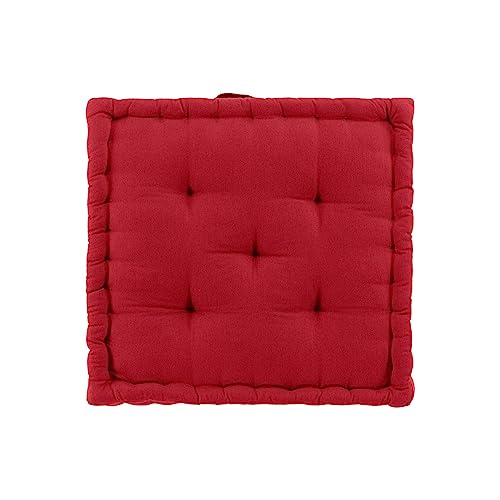 Douceur d'Intérieur Twily - Cojín para Suelo, 50 x 50 x 10 cm, Rojo, algodón y poliéster Reciclado