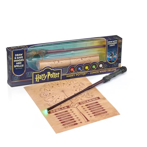 WOW! STUFF Harry Potter Baguette magique lumineuse Harry Potter Réplique du film en résine avec changement de couleur LED Application et tableau magique...