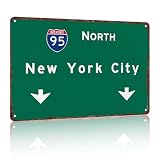 Interstate 95 North to New York City Signage Aluminum Decorative Signs Plaques Wall Art 12x8inch