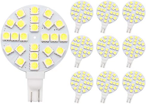 GRV T10 921 194 24-5050 SMD LED Bulb AC/DC12V-24V Super Bright Light 30W Halogen Bulb Replacement RV Camper Cabinet Dome Light Cool White Pack of 10 (2.0Generation)