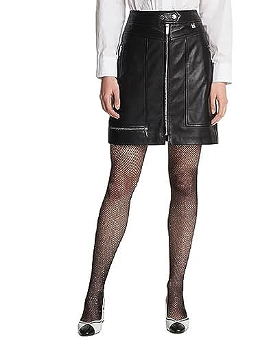 KARL LAGERFELD Paris Women's Leather Skirt and Pants, Cargo Leather Skirt Black, Medium
