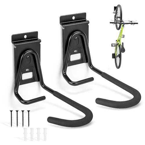 Truxwal Slatwall Bike Hooks, Heavy Duty Bicycle Hangr with PVC Coating, Wall Mount Vertical Bicycle Storage Rack - 2 Pack