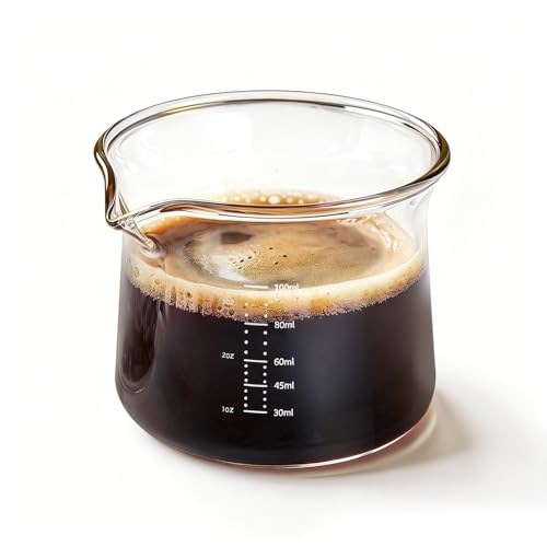 Image of YARRAMATE Espresso Shot Glass with Spout, 3.4oz /100ml Clear Glass Espresso Cup with Flared Rim, Heat Resistant Demitasse Cup for Coffee Extraction (1 Pack)