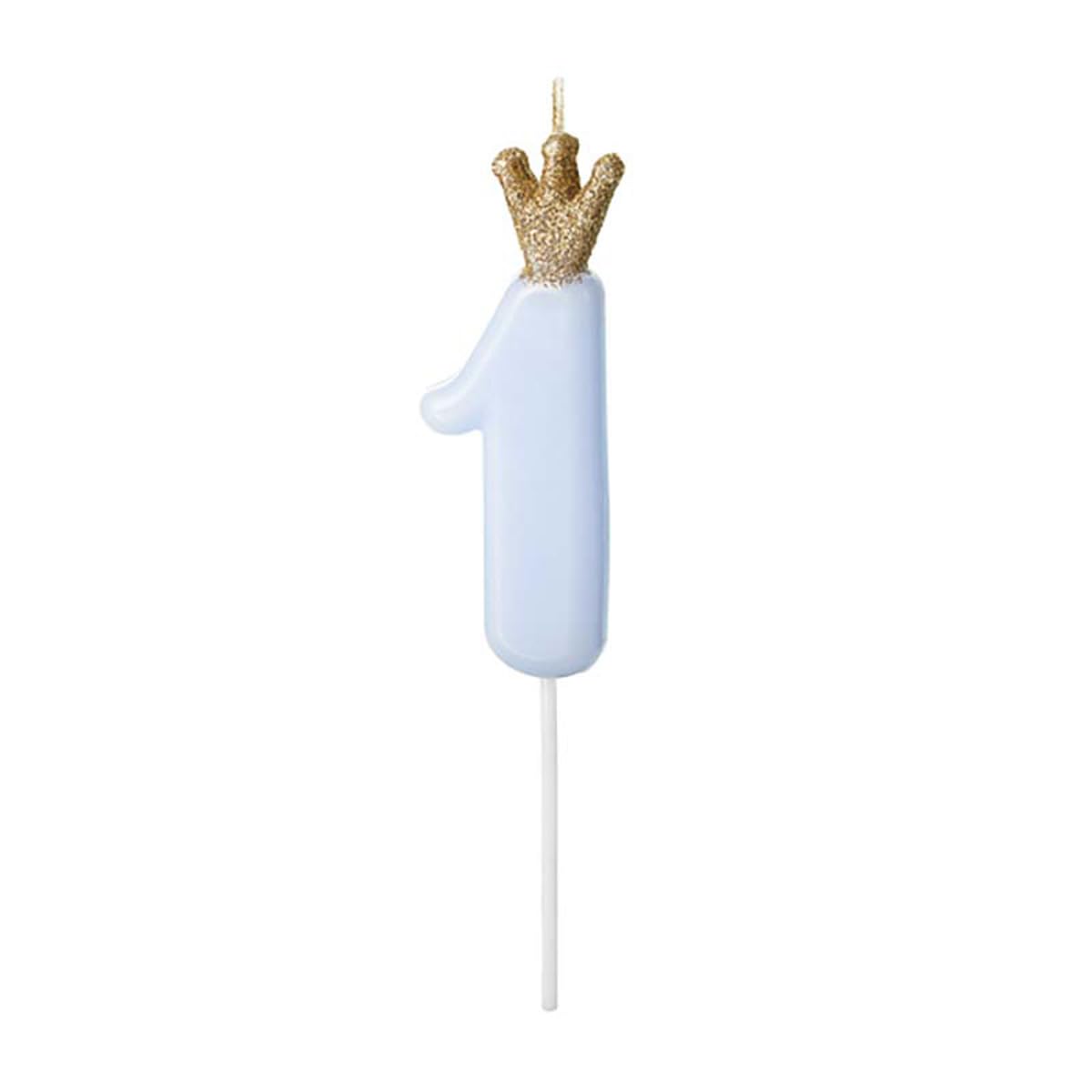 Birthday Candle Number 1 with Glitter Crown 9.5 cm Number Candle Cake Decoration Children's Birthday