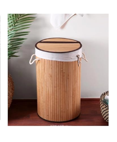 60 lt Katlanır Hasır Bambu Kirli Çamaşır Sepeti Katlanabilir Oyuncak Sepeti Banyo Sepeti Çamaşırlık (Sarı)