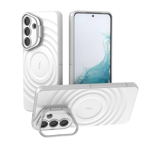 Image of LuxuryKase Shockproof Case for Samsung Galaxy S26 Plus | Ripple Pattern | Camera Protection | Inner Velvet Fabric Lining | Protective Cover with Enhanced Grip & Wireless Charging Support - White