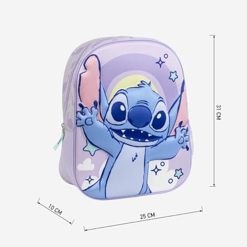 CERDÁ LIFE'S LITTLE MOMENTS, Zaino 3D Stitch per Bambini Unisex Dziecko, Niebieski, mały