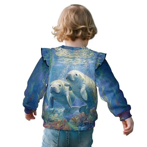 Xpyiqun Sweatshirt for Girls 1-8 Ruffle Shoulder Crewneck Pullover Shirts Kids Long Sleeve Tops2