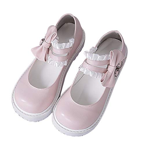 BB BEROBELLO FASHION IS AN ATTITUDE Japonés Sweet Lolita Zapatos planos Maid Cosplay Mary Jane Zapatos, Rosado, 37.5 EU