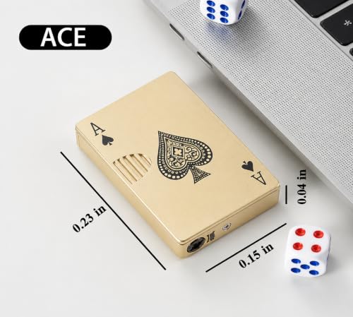Image of Refillable Small Pocket Cigarette Lighter Metal Body Fuel Lighter Without Fuel Fill The Lighter with Oil Fuel for Outdoor Travel Utility Use (Poker Golden)