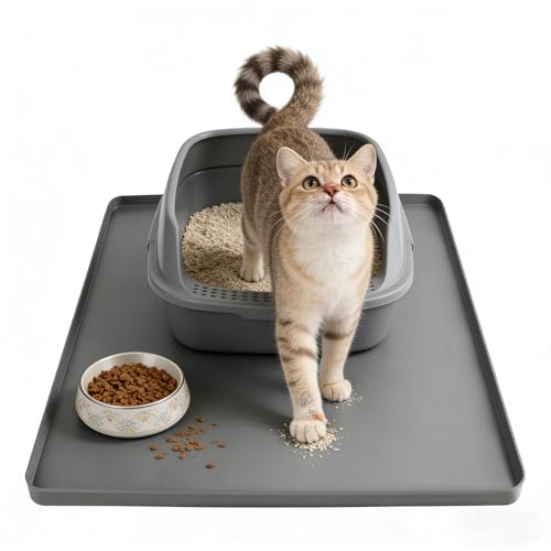 Silicone Cat Litter Mat 24x20 Waterproof Leak-Proof Grey