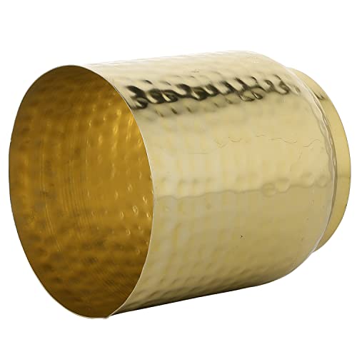 Mygift DECO3096BAS Vintage Hammered Brass-Tone Metal Planter Pot Indoor Plant Container thumb #5