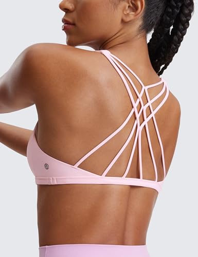 Image of CRZ YOGA Naked Feeling Criss-Cross Sports Bra | Light Support, Removable Pads, Yoga, Sleek, Strappy Back, Scoop Neck, for Women
