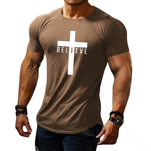 T Shirt Homme Marron Anti Transpiration Confortable Taille L Haloumoning