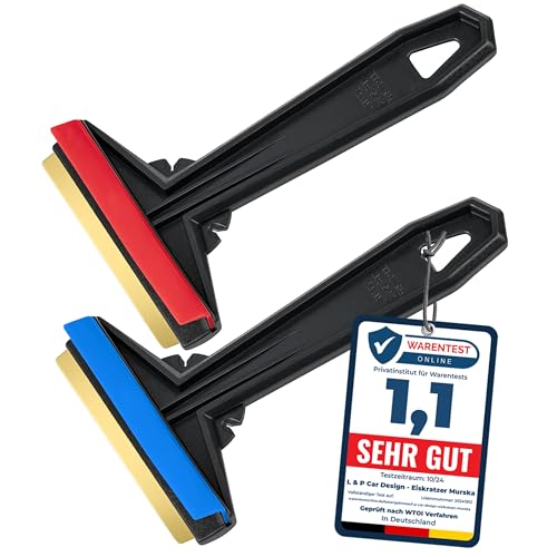 Car Ice Scraper Brass Blade - Fast, Easy & efficient - [ 2 Pack ] Ice Scrapers for Car Windshield...