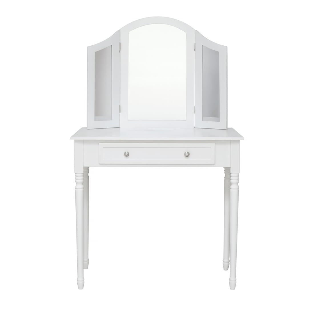 Acomoda Textil – Tocador de Madera con Espejo. Mesa de Maquillaje Blanca con Cajón Amplio y Diseño Elegante para Dormitorio. Mueble Funcional, Resistente y Versátil. (82x36x138 cm)