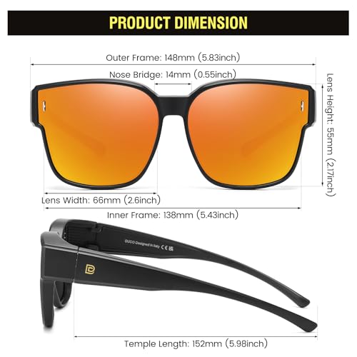 Image of DUCO Fit Over Sunglasses for Men Women Wear Over Glasses Retro Wrap Around Polarized Sun Glasses UV400 Protection DC8981